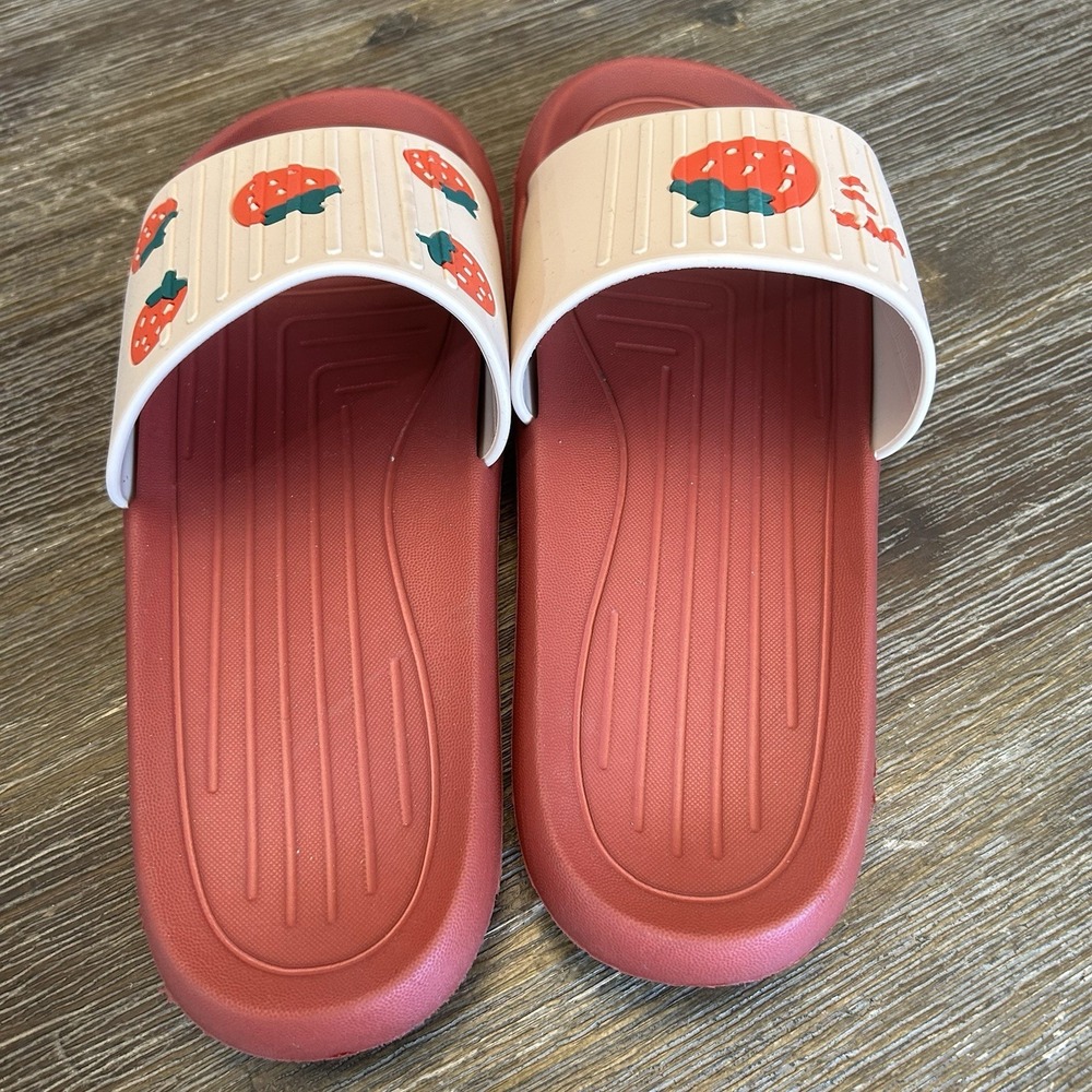 Strawberry EVA Slide Sandals Women's EU 38-39 US 7.5-8 White Red Summer - Picture 2 of 4